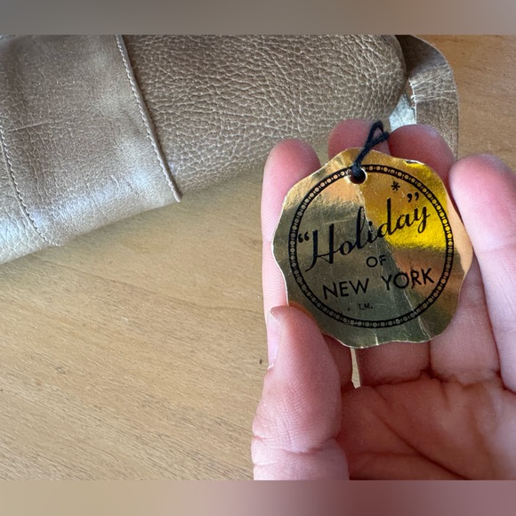 Vintage Taupe Leather Clutch / Wristlet NWT - Picture 3 of 9